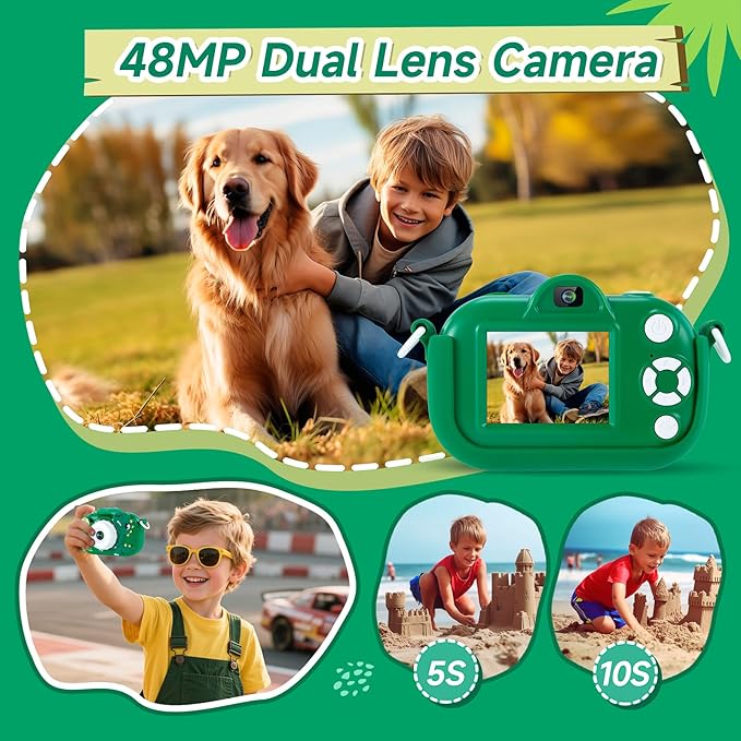 Kids Camera Toys for Boys Ages 4-8, Green Toddler Digital Camera 1080P HD with 32GB SD Card, for 6 Year Old Boys
