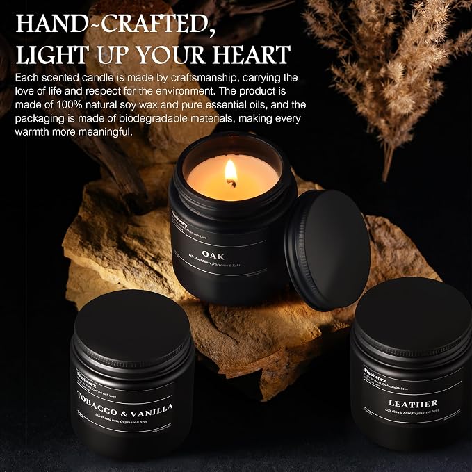9 Pack Scented Candles Set Gifts for Men, Aromatherapy Candle Set with Scents （Lavender/Lemongrass &Eucalyptus/Bergamot）- Gift for Dad, Boyfriend, Birthday, Father’s Day, Anniversary