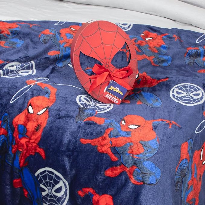 Jay Franco Marvel Spiderman Throw Blanket with Gift Box - Plush Throw Measures 46 x 60 Inches - Super Soft Special Edition Superhero Fleece Bedding