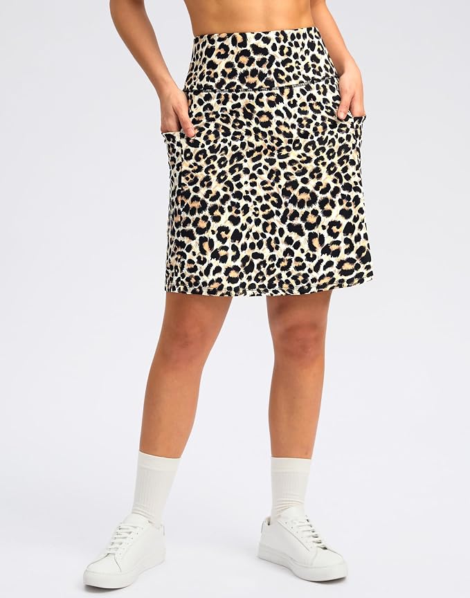 Women's 18" Skorts with 4 Side Pockets High Waisted Long Golf Skirt | Soft, Lightweight, Stretch, Breathable, Mesh Built-in Shorts, Athletic, Tennis, Dressy, Casual