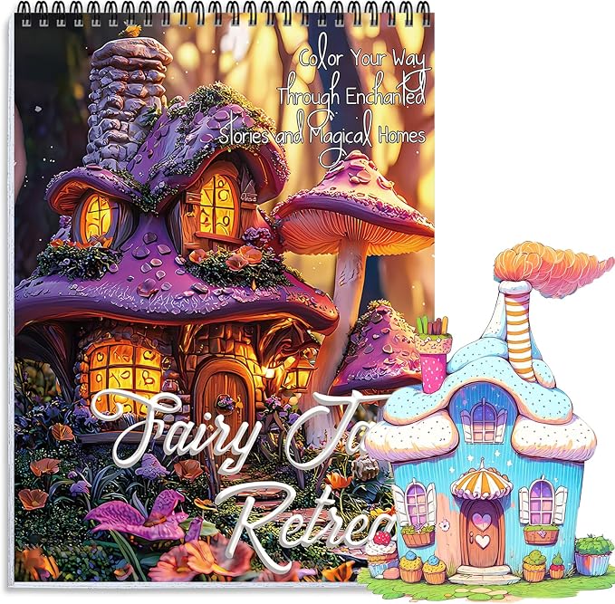 Adult Coloring Books for Women Stress Relief, 24 Pages Coloring Book for Adults Relaxation, Spiral Coloring Books for Adult, Relaxing Gift for Women, Single-Sided Coloring Book of Fantasy House