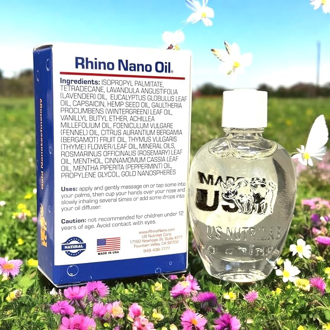 Case Set - Rhino Nano Essentail Oil - 12 Chai Dau Con Te Giac Cong Nghe Nano - 10mL per Bottle x 12 Bottles per Box - Made in U.S.A.