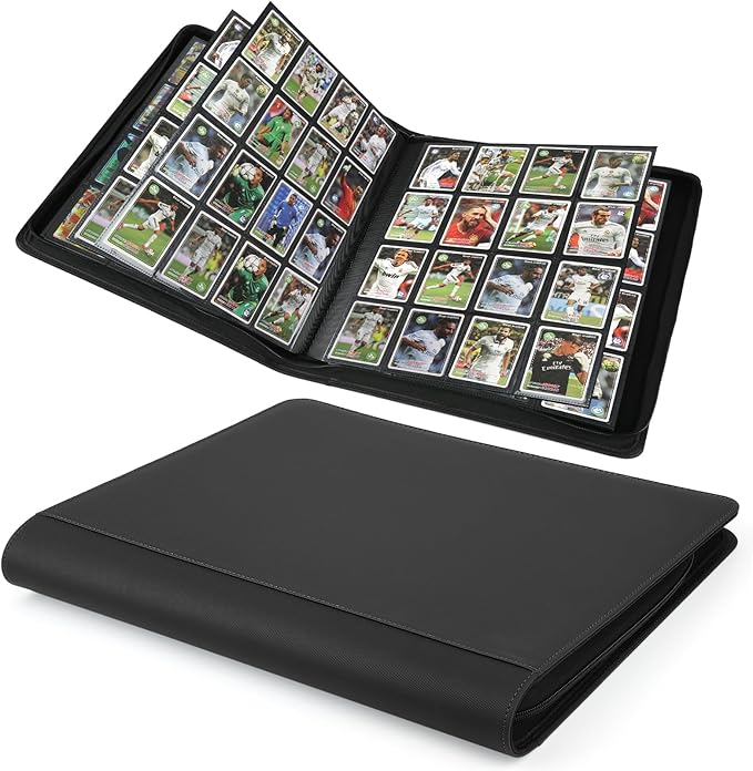 GERMUN PU Card Binder - 16 Pocket, Premium Holder Folders for 1000+ Cards, Double Sided Pocket Album for MTG, TCG (Black)