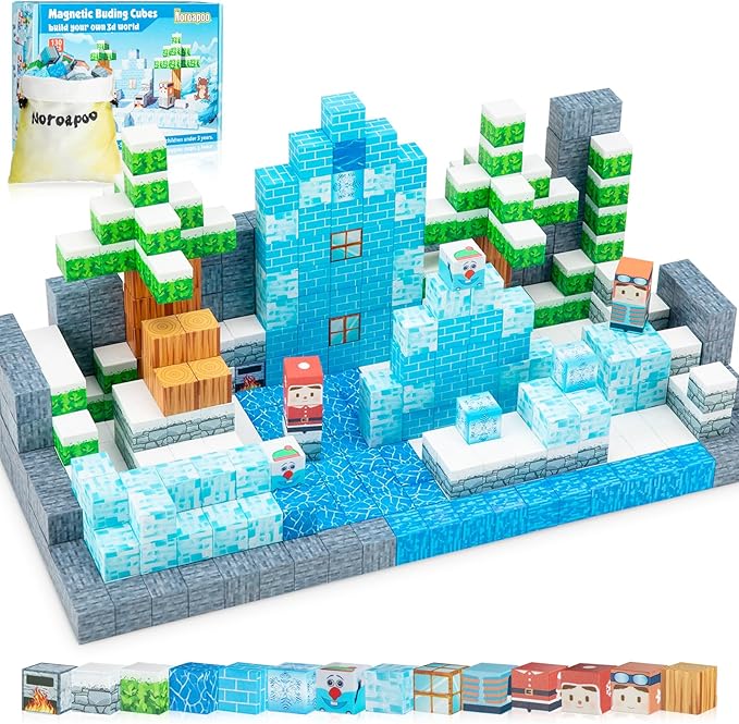 Magnetic Blocks - Build Mine Frozen Magnet 3D World Set, Magnetic Tiles LE Building go Blocks Toddler Toys STEM Sensory Outdoor Toys for 3+ Year Old Boys & Girls, Creative Kids Games Kids Toys-130PCS