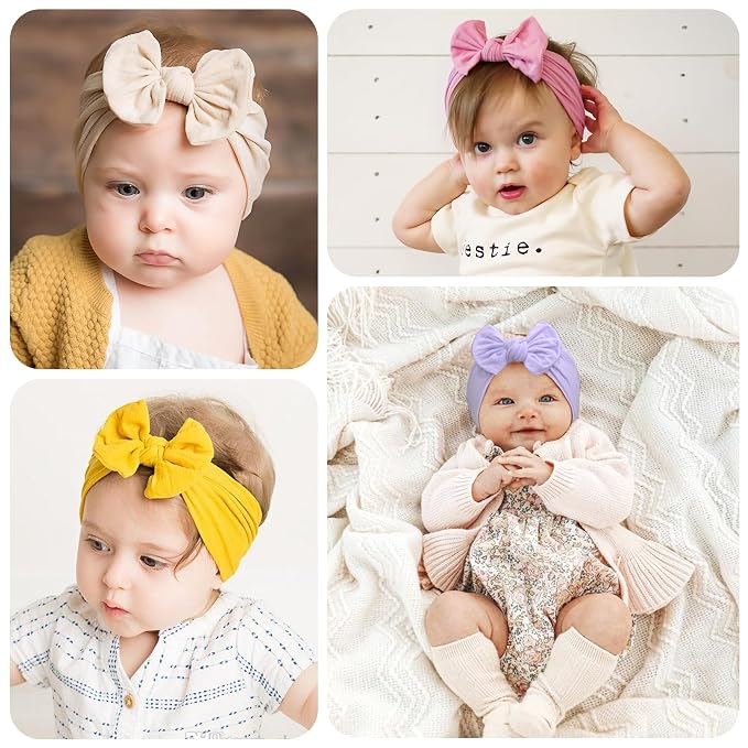 CÉLLOT Super Stretchy Soft Knot Headbands with Hair Bows Head Wrap Hair Accessories For Newborn Baby Girls Infant Toddlers Kids