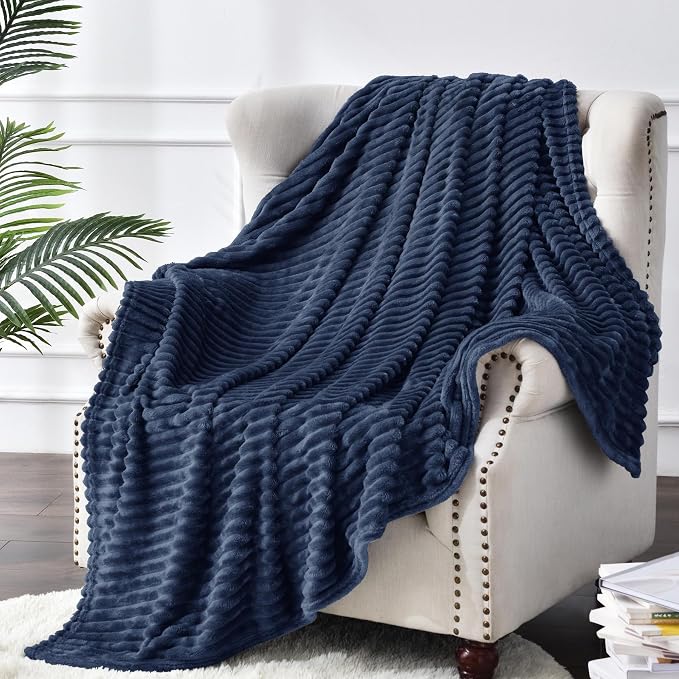 BEDELITE 3D Ribbed Jacquard Pink Fleece Throw Blanket for Couch, 50x70 Inch | Soft Warm Decorative Fluffy Blanket, Cozy Plush Lightweight Fuzzy Throw Blanket for Bed Sofa Home Room Decor, Gift for Women