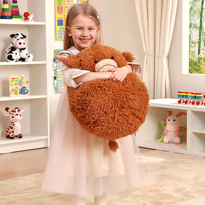 Original 16-Inch Large Highland Scottish Cow Plush Pillow Stuffed Animal Toy,Big Size Cute Soft Kawaii Hugging Cuddle Huggable Plushie,Gift for Kids