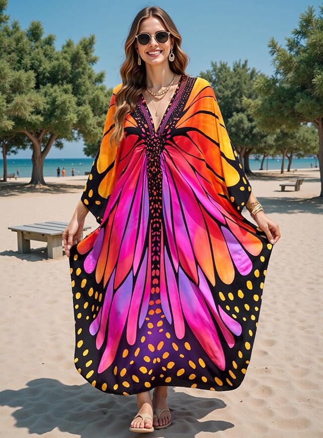 Mumu Dresses for Women Plus Size, Bohemian Kaftan Beach Cover Up Long Maxi Nightgown Soft Loungewear