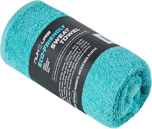NUKURA 12’’ x 40’’, 450 GSM Sweat Towel, Extra Absorbency 100% Cotton Towel, Running, Pickleball, Gym, Neck Towel, Tennis, Camping, Turquoise