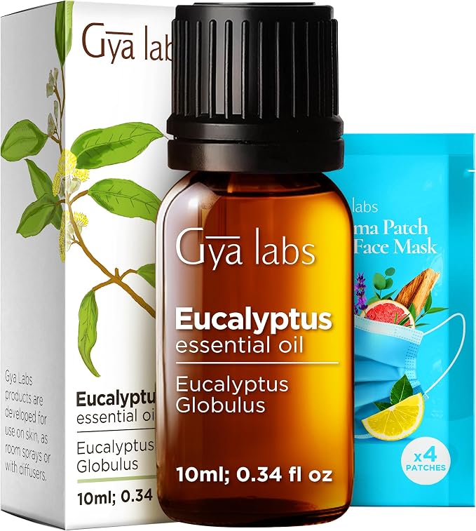 Eucalyptus Essential Oil for Diffuser (0.34 fl oz) & Jojoba Oil for Hair (3.4 fl oz) Set - Aromatherapy Grade Essential Oils Set - Gya Labs