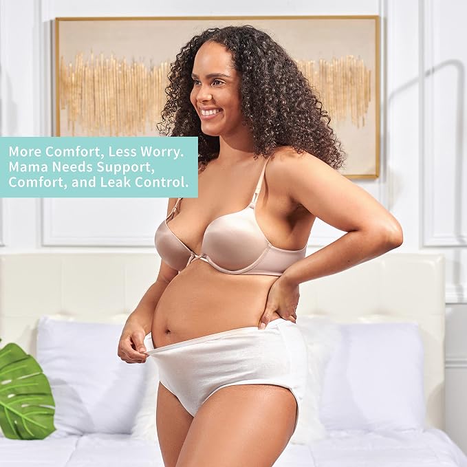 Mama & Wish Postpartum Essentials Kit (14-Piece) - Includes Hospital Post Partum Essentials for Women After Birth, Labor and Delivery Gown, Peri Bottle, Witch Hazel Foam, Pad Liners & More