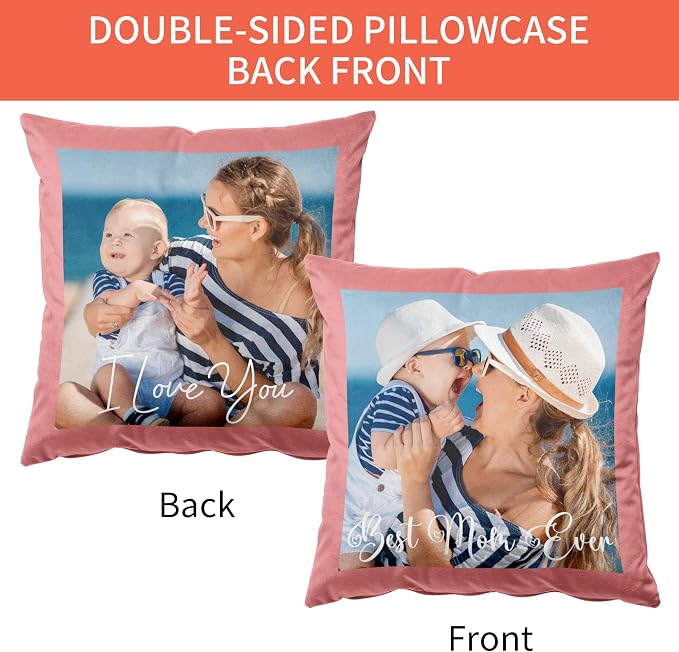 Easycosy Velvet Custom Pillow 22"x22" Two-Sided Customized Photo Pillowcase, Personalized Pillow Cover with Photo, Custom Love Keepsake Gifts (Optional Pillow Insert)