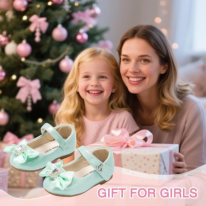 THEE BRON Mary Jane Ballet Flats - Girls' Dress Shoes with Hook & Loop Closure