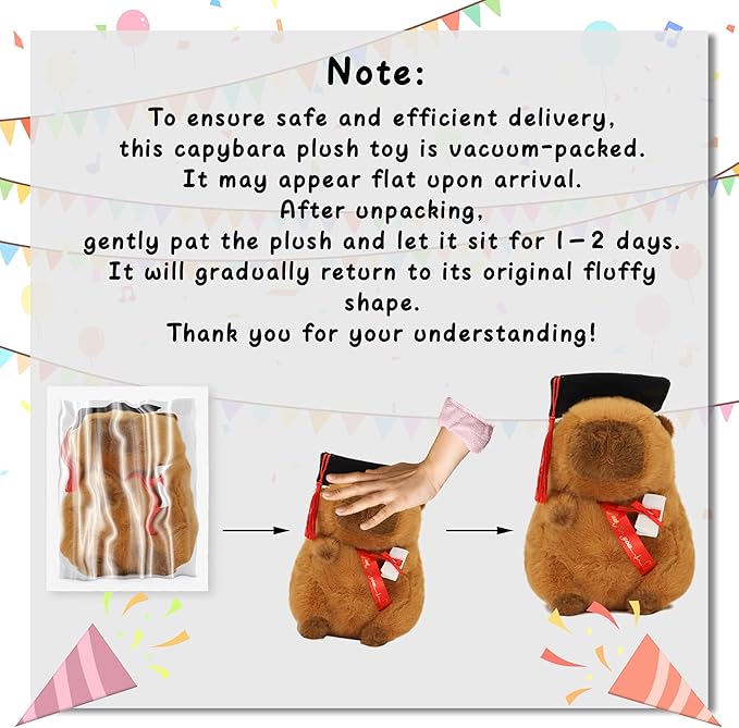 TXDRRA 7.8-Inch Graduation Capybara Plush – 2025 PhD Capybara Stuffed Animal Gift for Graduates, Friends & Capybara Fans – Graduation Keepsake & Party Decoration (Brown 8)