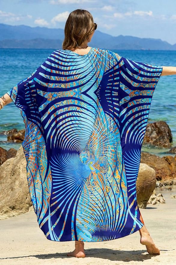 Mumu Dresses for Women Plus Size, Bohemian Kaftan Beach Cover Up Long Maxi Nightgown Soft Loungewear
