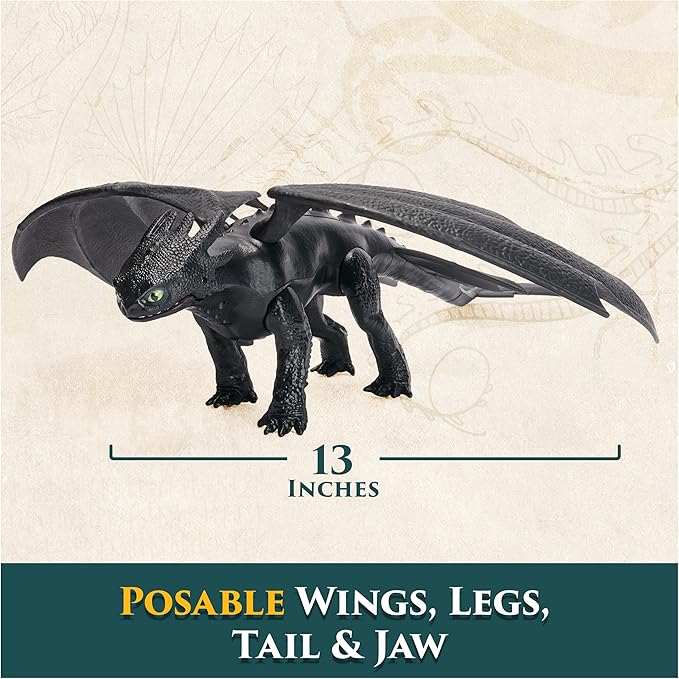 DreamWorks Dragons, Battle Dragons, Plasma Sounds Night Fury, 13” Action Figure, Kids Toys for Boys & Girls Ages 4 and up