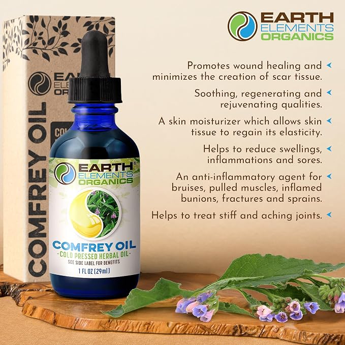 Comfrey Body Oil Raw, Infused, Organic, Unscented