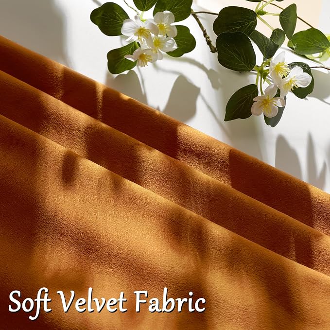 GIGIZAZA Burnt Orange Velvet Throw Pillow Covers 16x16 Pack of 2 | Decorative Pillows for Couch Sofa,280gsm Soft Textured Fabric,Modern Square Pillowcases,Luxury Cushion Covers