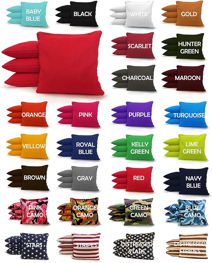 Tailgating Pros Regulation Cornhole Bags - Set of 8 - Corn Filled & Handmade 25+ Color Options