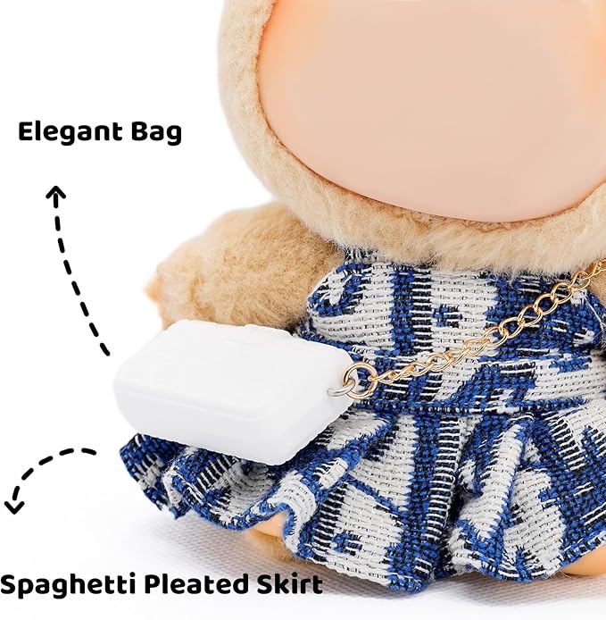 Clothes for 17cm Dolls, Luxury Chic Style Set High-End Fashion Outfit 3 Piece Set Including a Hat,Clothes and Bag with Premium Dolls Accessories for Play & Display (Blue) - No Logo