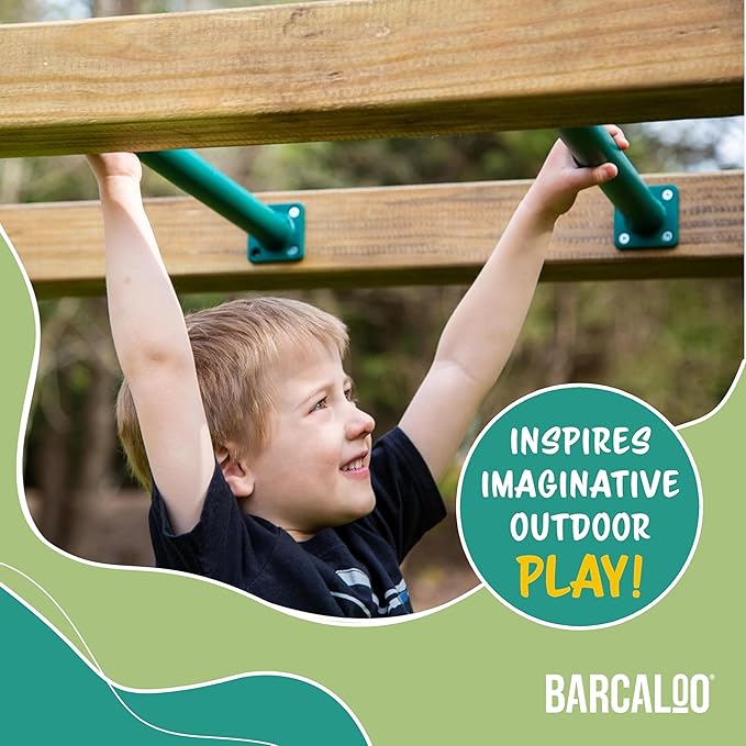 Barcaloo 36 Inch Monkey Bars for Backyard Playground Equipment & Treehouse Accessories - 6 Pack Green Outdoor Monkey Bar Kit DIY Playground Handles for Kids Swing Set