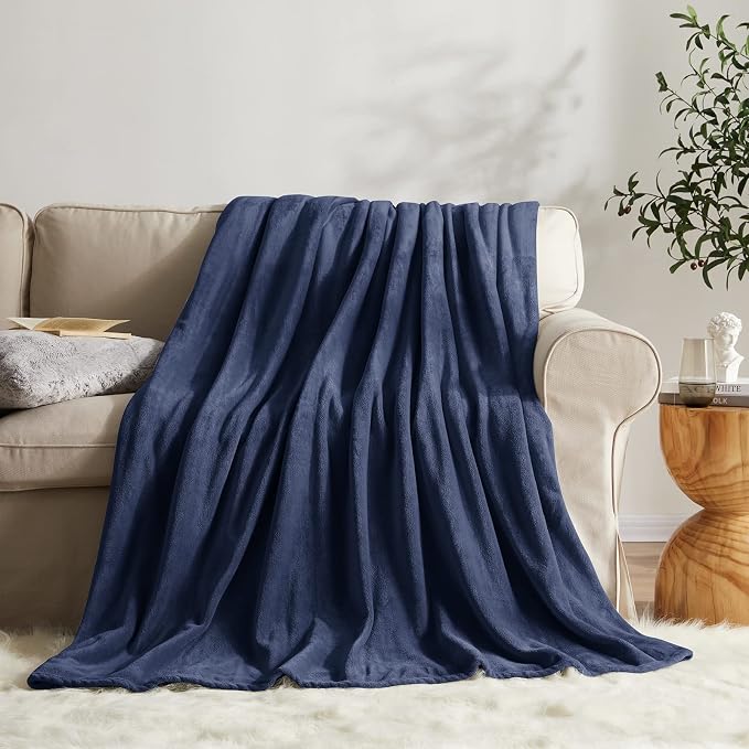 KMUSET Fleece Blanket King Size Navy Lightweight Super Soft Cozy Luxury Microfiber Bed Blanket for All Seasons