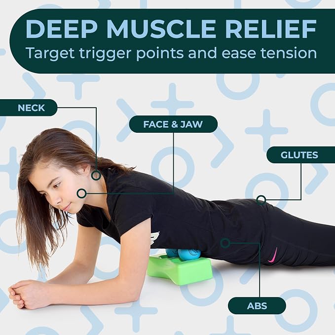 Deep Recovery Neck Track Myofascial Release Tool – Suboccipital Release Device for Jaw, Face & Neck Tension – Soft Foam Block with Slots for Massage Balls (Balls Not Included)