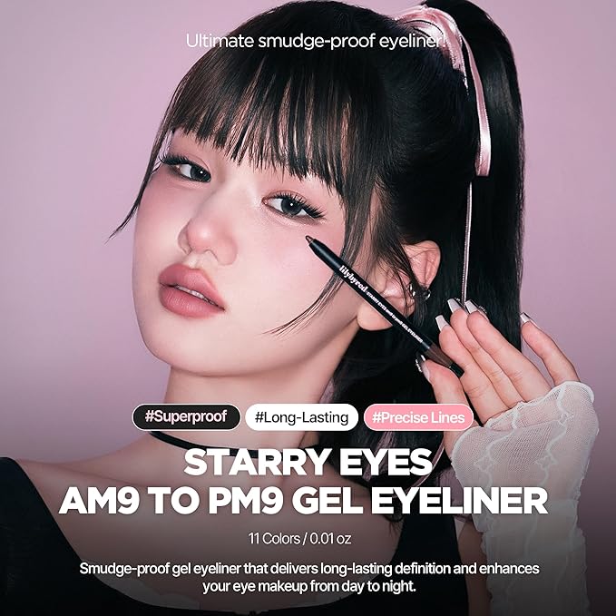 lilybyred Starry Eyes Am9 to Pm9 Gel Eyeliner | Korean Gel Eyeliner, Intense Color Payoff, Creamy Formula, Easy Blending, Built-in Sharpener, Smudge-Proof, Long-Lasting, 0.017 oz. (19 Misty Fig)