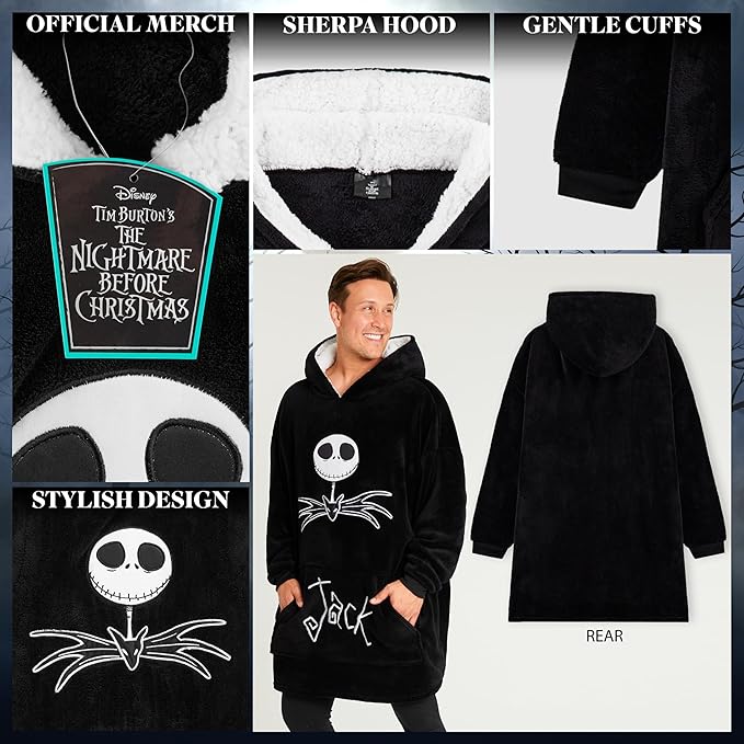 Disney Fleece Hoodie for Adults and Teenagers Oversized Hooded Poncho One Size - Stitch Gifts