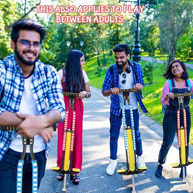 Leitee 2 Pcs Pogo Stick, Suitable for 80-160 Lbs, Soft Foam Jump Stick, Easy Grip Handles, for Beginners Teens Adults Outdoor Exercise Body Balance Keep Healthy(Blue, Red)