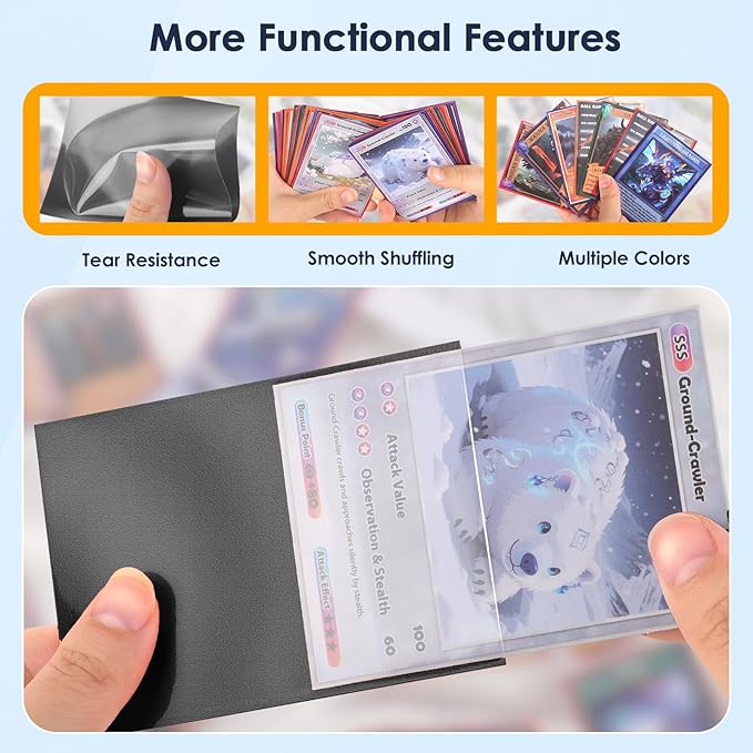 1000Pcs Trading Card Sleeves, 10 Colors Top Loading Sleeves for Standard Cards 2.5" X 3.5", Card Protector for Baseball Card,Sports Cards,Game Card,Business Cards