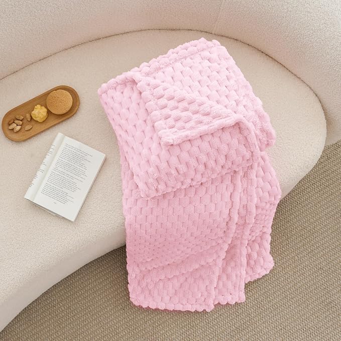 BEDELITE Twin Blanket for Couch, Soft Cozy Gifts for Women, Cherry Blossom | 3D Jacquard Decorative Fleece Blanket, Super Soft Plush Throw, Cute Birthday Gift for Women, Suitable for All Seasons, 60*80