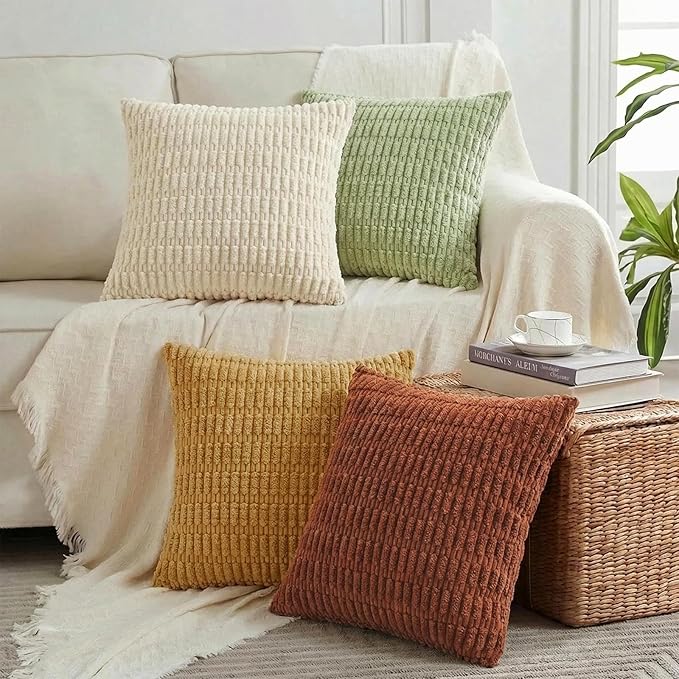 Fancy Homi 4 Packs Decorative Throw Pillow Covers for Living Room Couch Bed, Modern Farmhouse Boho Home Décor Accent Cushion Case, 22" x 22", Fall