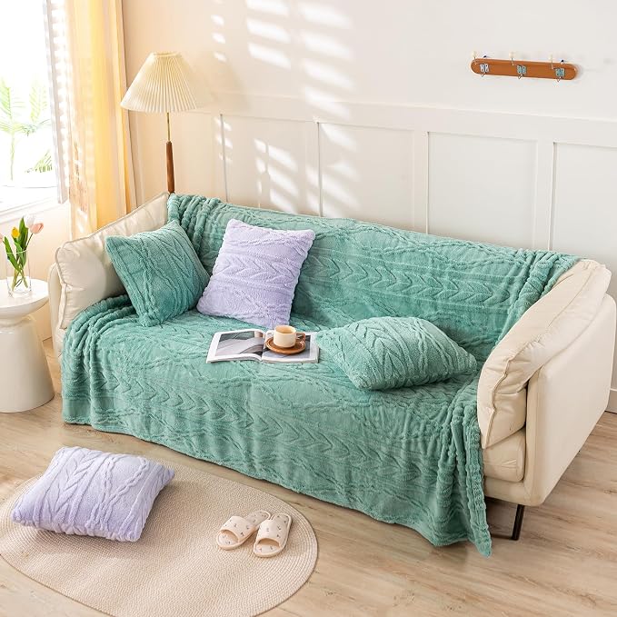 YUSOKI Sherpa Fleece Twin XL Size Blanket, Light Green, 65"x90" | 3D Stylish Design,320GSM, Non-Shedding, Lightweight for All Season Use, stays fluffy after repeated washes, Perfect Gifts