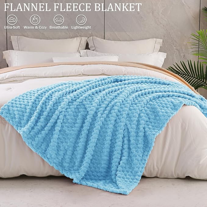 Exclusivo Mezcla 3D Fleece Queen Size Blanket for Bed, Blue | Extra Soft Fuzzy Plush Lightweight Bed Blankets, Cozy Fluffy Decorative Blankets for All Seasons, 90x90 Inches