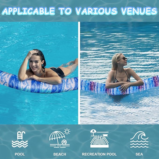 Inflatable Swimming Pool Noodle, 2 Pack Soft Fabric Quick Drying Covered Large Pool Floats Noodles, Premium Buoyancy Swim PoolFloats with Portable Storage Bag for Pool Party Toy
