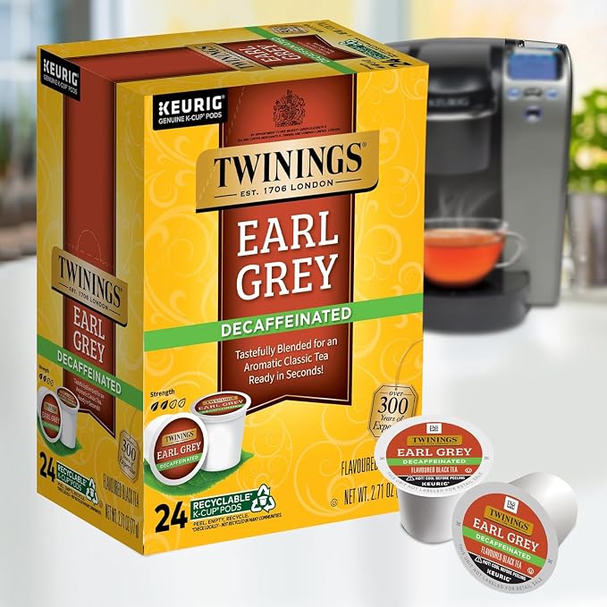 Twinings of London Decaffeinated Earl Grey Tea K-Cups for Keurig, 24 Count (Pack of 2)