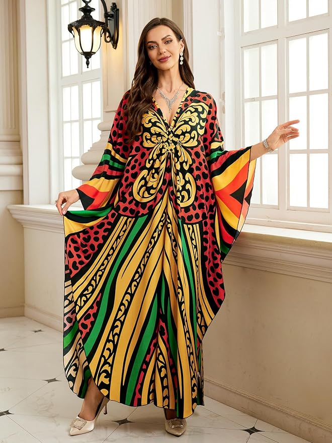 Mumu Dresses for Women Plus Size, Bohemian Kaftan Beach Cover Up Long Maxi Nightgown Soft Loungewear
