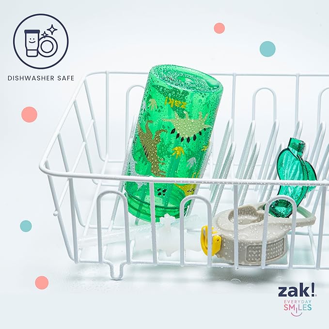 Zak Designs Minecraft Sage Kids Water Bottle For School or Travel, 16oz Durable Plastic Water Bottle With Straw, Handle, and Leak-Proof, Pop-Up Spout Cover, 2-Pack Set (Creeper)