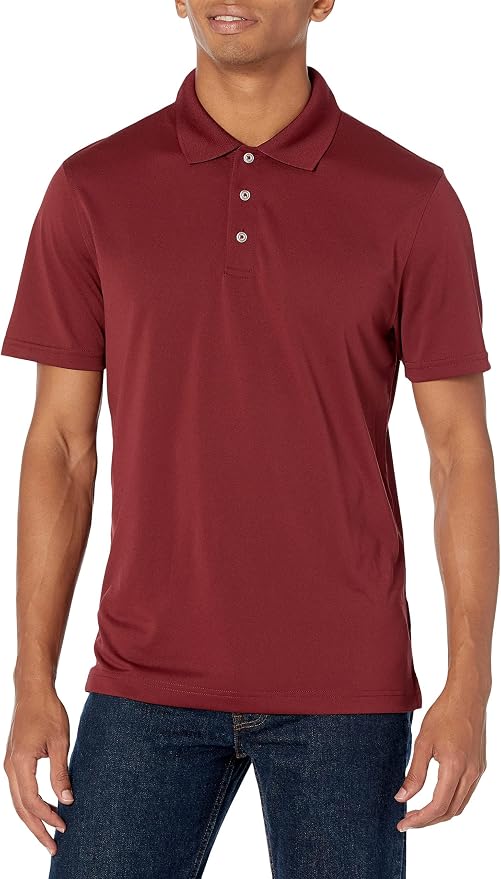 Amazon Essentials Men's Moisture Wicking Golf Polo Shirt, Short Sleeve, Slim-Fit, Quick-Dry, Active Wear