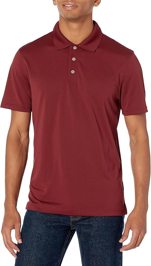 Amazon Essentials Men's Moisture Wicking Golf Polo Shirt, Short Sleeve, Slim-Fit, Quick-Dry, Active Wear