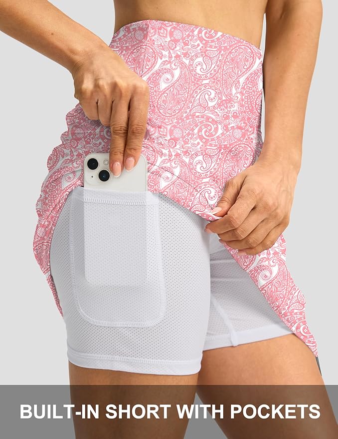 G Gradual 19" Skorts for Woman with Pockets High Waist Golf Skirt | Lightweight, Stretchy, Breathable, Tummy Control, Built-in Shorts, Athletic, Tennis, Pickleball, Casual Summer
