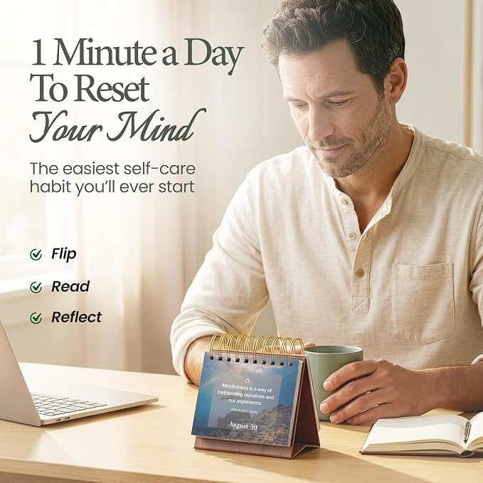 MESMOS 366 Mindfulness Daily Flip Calendar, Undated Perpetual Calendar, Desk Decor for Men & Women, Inspirational Gifts, Self Care Quotes, Office Desk Accessories, Stress Anxiety Relief Items