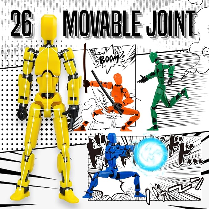 [Assembly Complete] Dummy 13 Action Figures with Magnetic Suction Function, Lucky Titan 13 Action Figures, Multi-Jointed Movable，with 3 Hand-Shapes, 5 Weapons (1Pcs - Red)