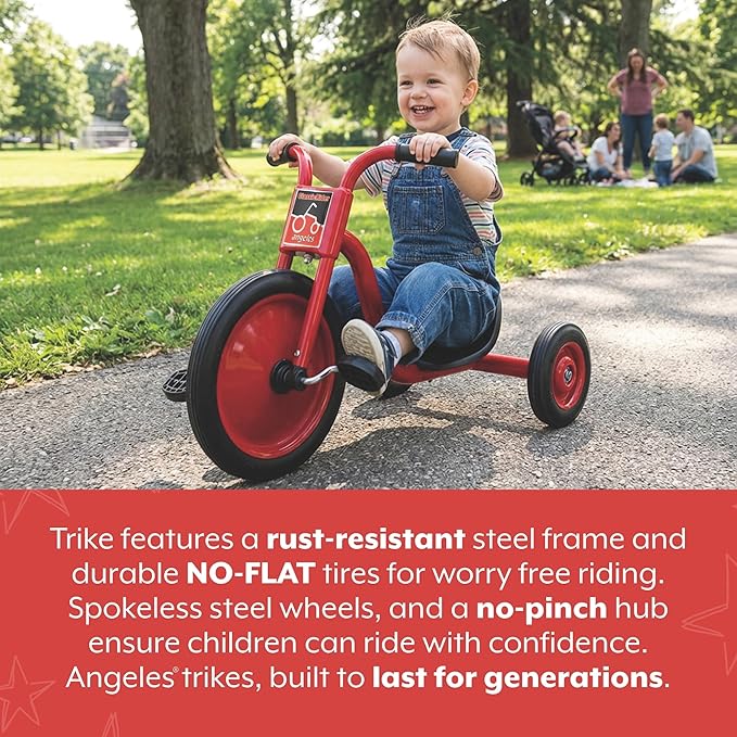 Angeles Kids Tricycle, Toddler Tricycle with Solid Airless Rubber Tires, Kids Bike for Preschools and Daycare, Ages 2+, ClassicRider 4" Tall Seat
