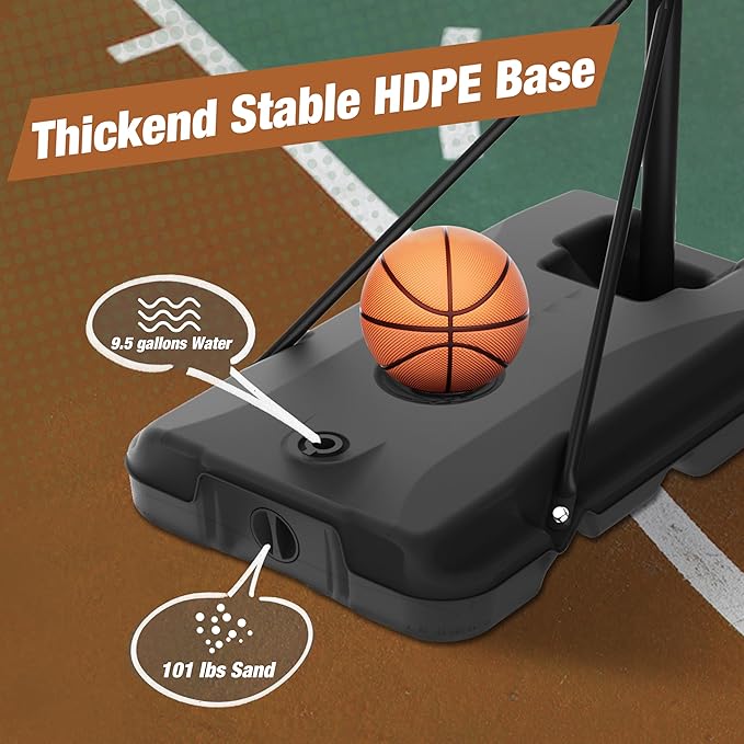 Basketball Hoop Outdoor with 33 Inch Shatterproof Backboard, Portable Basketball Goal System