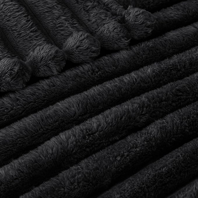 Exclusivo Mezcla Striped King Size Fleece Blanket for Bed, Couch, 90"x104" | Soft Breathable Cozy Bed Blankets, Lightweight Plush Fluffy Fuzzy Jacquard Decorative Blankets