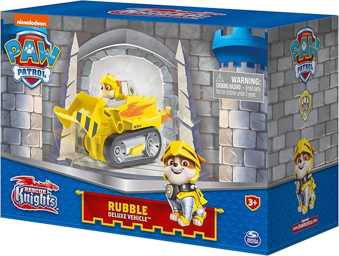Paw Patrol, Rescue Knights Rubble Transforming Toy Car with Collectible Action Figure, Kids Toys for Ages 3 and up