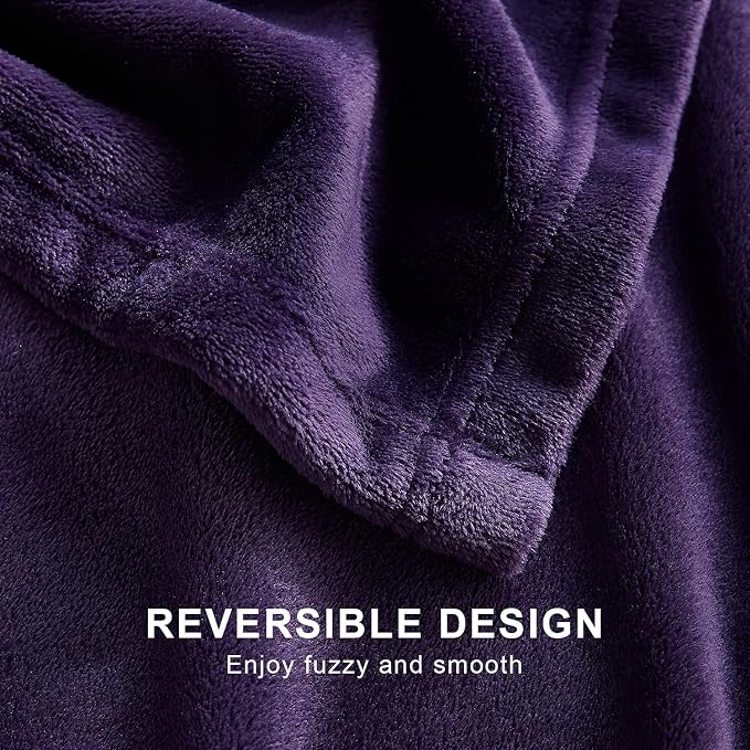 Hansleep Queen Purple Fleece Blanket, Soft Flannel Bed Blanket | Fuzzy Cozy Blanket 90x90 Inches, Multi-use for Bed, Sofa, Couch, Travel, Camping, All Season Warm Lightweight Cover