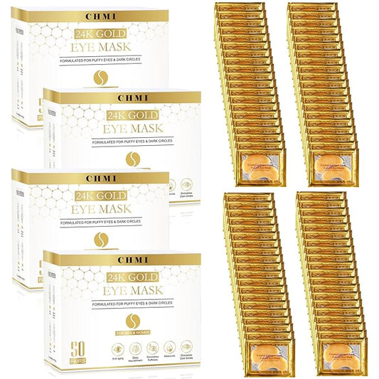 CHMI Under Eye Patches (200 Pairs) - 24K Gold Eye Patches for Puffy Eyes, Dark Circles, EyeBags and Wrinkles, Collagen Skin Care Products, Beauty & Personal Care